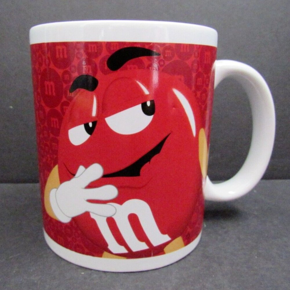 M&M’s Mars Red & Yellow Candy Character Ceramic Coffee Mug Cup